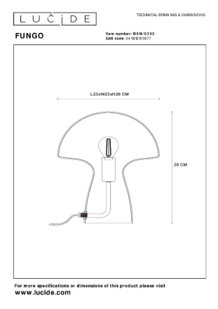 Настольная лампа Lucide Fungo 10514/01/53