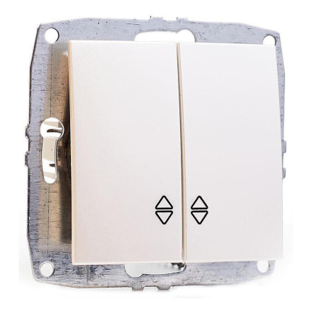 Выключатель двухклавишный проходной Mono Electric Despina-Larissa 10А 250В жемчуг 500-002523-111