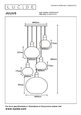 Каскадная люстра Lucide Julius 34438/05/61