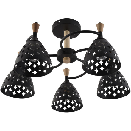 Люстра на штанге Reluce 01515-0.3-05 BK+WOOD