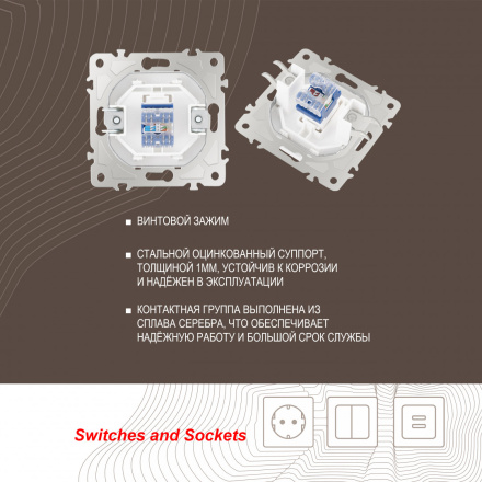 Розетка RJ45 Arte Milano 205.45-1.white