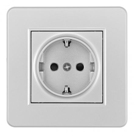 Комплект розетки с/з и шторками и рамкой Arte Milano SET16-1-40-1 silver