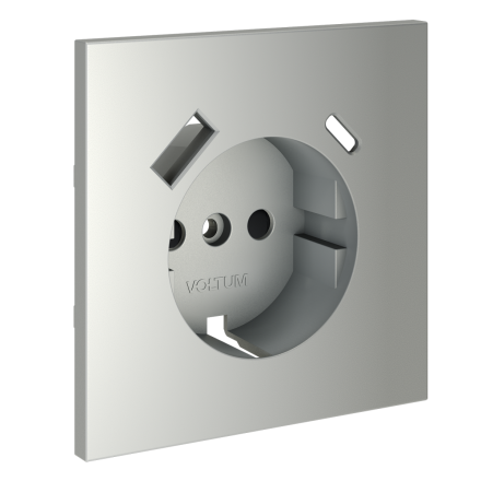 Накладка для розетки с заземлением и защитными шторками, с USB A+C Voltum S70 (сталь) VLS001005