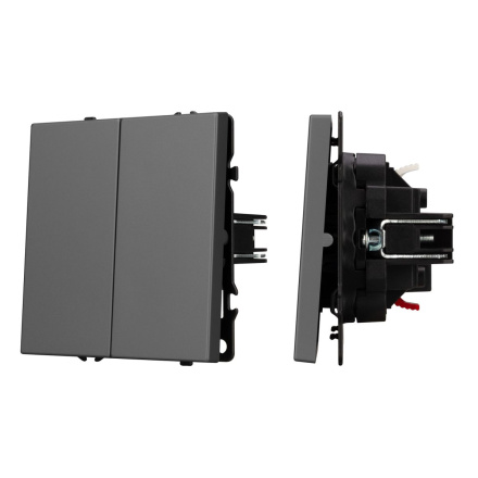 Механизм выключателя двухклавишный проходной Arlight SWT-NOBE-MKP2-SFPL-GR (230V, 10A) 054257