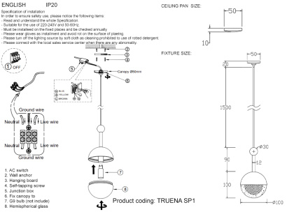 Подвесной светильник Crystal Lux TRUENA SP1 BRONZE