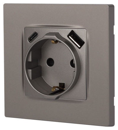 Розетка со шторками с USB type-A+C Эра 12-4108-16 Б0067762