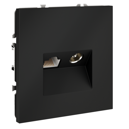 Розетка телевизионная встраиваемая Voltum S70 TV+RJ45 кат. 6, (графит) VLS060707