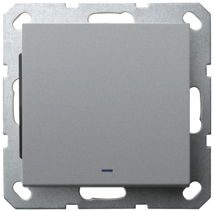 Выключатель со светодиодом Jasmart проходной одноклавишный в комплекте с накладкой 10A 250V цвет алюминий G3012NS