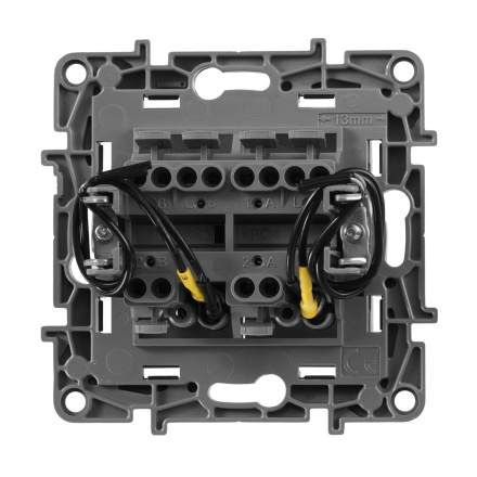 Переключатель двухклавишный Legrand Etika с подсветкой 10A 250V алюминий 672416