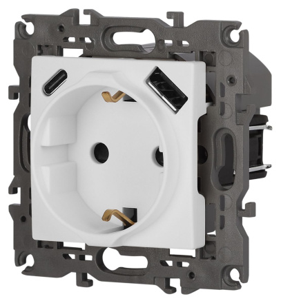 Розетка со шторками с USB type-A+C Эра Elegance 14-4108-01М Б0067710