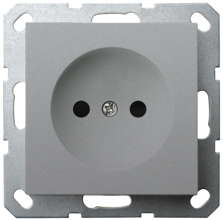 Розетка Jasmart без заземления цвет алюминий с защитными шторками (2P) 16A 250V G5503S