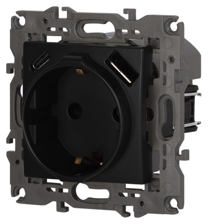 Розетка со шторками с USB type-A+C Эра Elegance 14-4108-05 Б0067724