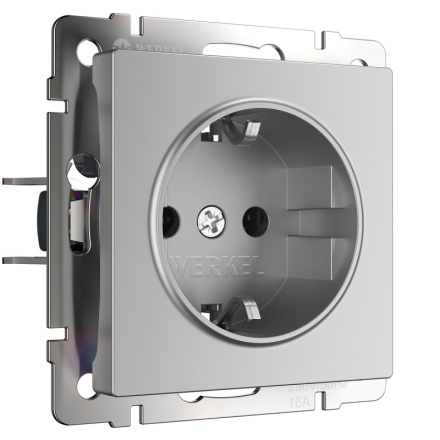 Розетка с заземлением Werkel серебряный W1171006 4690389157707 a050881