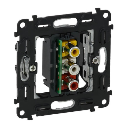 Розетка аудио/видео устройства Legrand Valena Мех In Matic с 3 разьемами RCA 753075