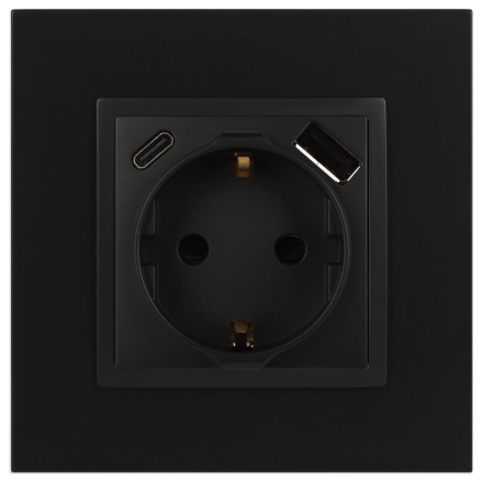 Розетка со шторками с USB type-A+C Эра Elegance 14-4108-05 Б0067724