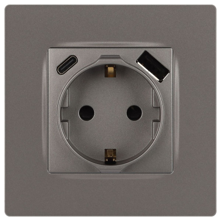 Розетка со шторками с USB type-A+C Эра 12-4108-16 Б0067762