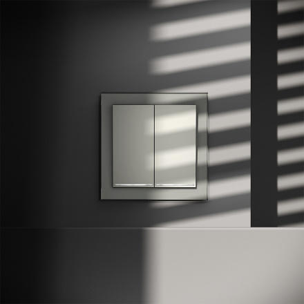 Проходной переключатель двухклавишный с подсветкой Voltum S70 VLS020405 (сталь)