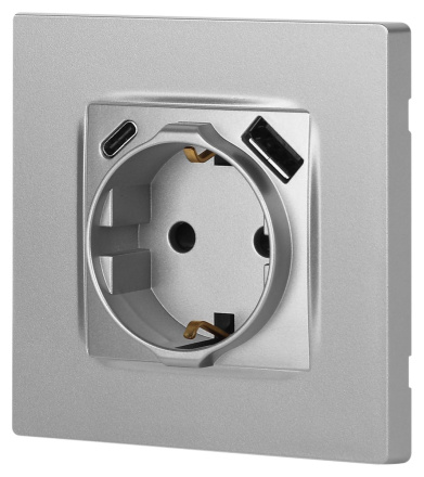 Розетка со шторками с USB type-A+C Эра 12-4108-03 Б0067716