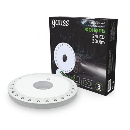Кемпинговый светодиодный фонарь Gauss от батареек 135х20 300 лм GF003