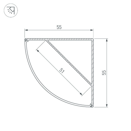 Алюминиевый профиль Arlight KANT-H55-2000 ANOD 044578