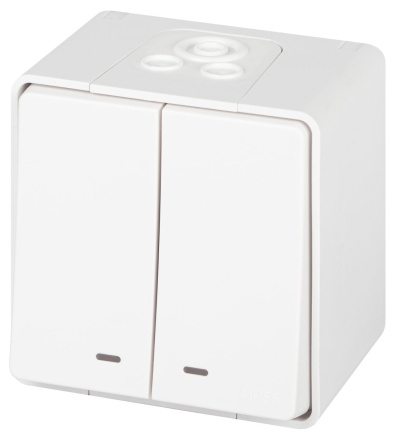 Выключатель двойной с подсветкой Эра Elegance Эксперт 11-1505-01 Б0063282