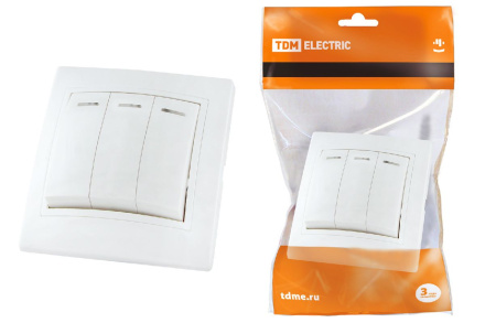 Выключатель трехклавишный с подсветкой Таймыр TDM Electric SQ1814-0006