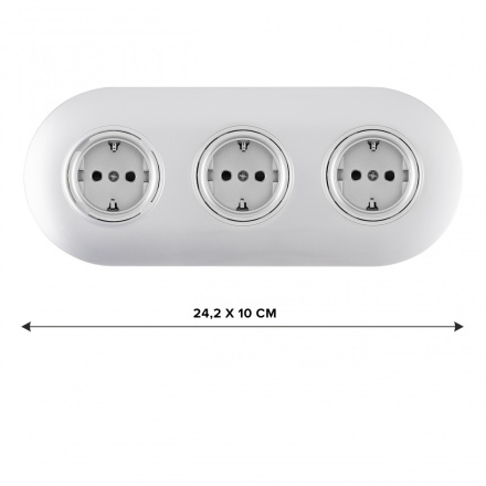 Круглая розетка тройная (трехпостовая) с/з и шторками Arte Milano SET08-3-40-1x3 silver
