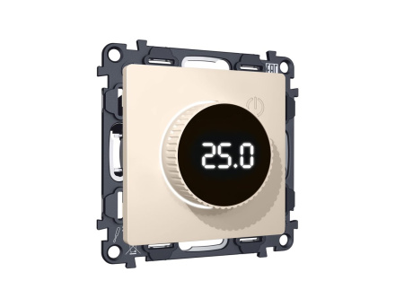 Комплект механизма терморегулятора с цифровым дисплеем с подсветкой и датчиком для теплого пола Alfa Бежевый матовый Quant Ambrella Volt MA325810 (AP3258, VM1385)