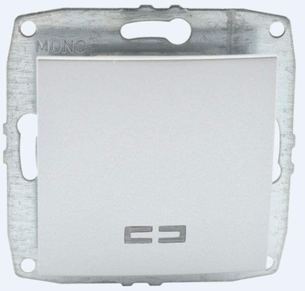 Выключатель одноклавишный с подсветкой Mono Electric Despina-Larissa 10А 250В серебро 500-002125-101