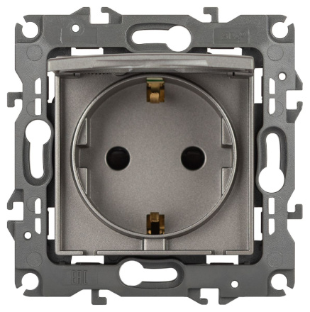 Розетка одноместная со шторками и крышкой Эра 12-2103-16 Б0065722