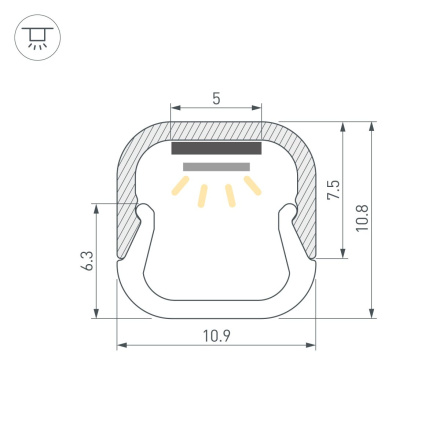Профиль Arlight LINE-D-1111-2000 SQUARE ANOD (Алюминий) 061084