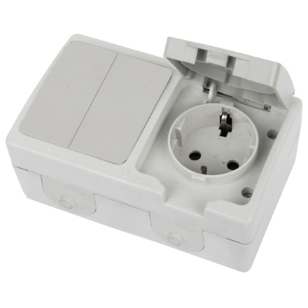 Розетка одноместная с/з + выключатель двухклавишный Stekker Велена PST16-21-54/10-221-54 49729