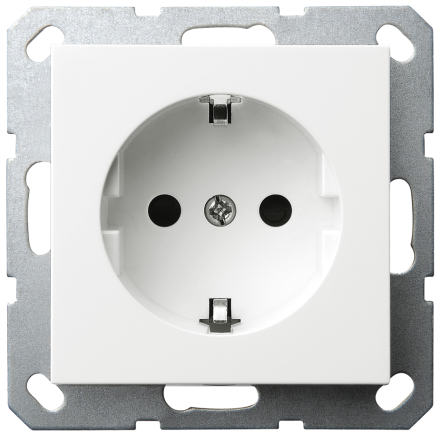 Розетка SHUKO Jasmart с защитными шторками 16A 250V 2P+T белый глянцевый G5501W