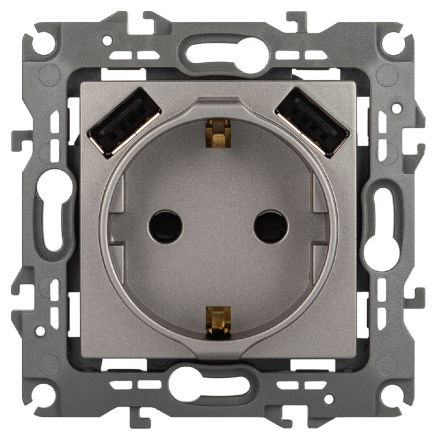 Розетка со шторами и 2 USB Эра 12-4109-16 Б0065729