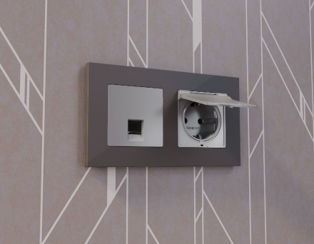 Лицевая панель для компьютерной/телефонной розетки RJ-45/RJ-11 Ambrella Volt Alfa AP5120