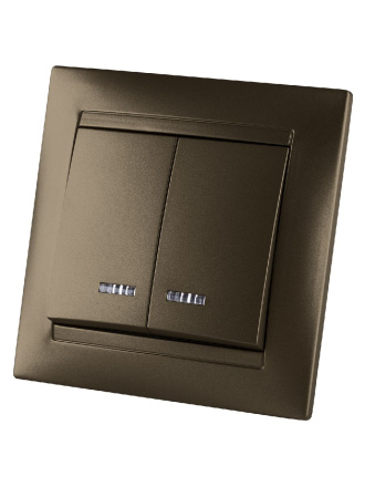 Выключатель двухклавишный с подсветкой Лама TDM Electric SQ1815-0705