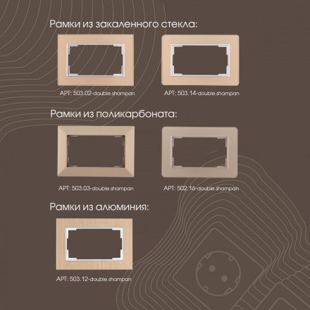 Розетка двойная с заземлением Arte Milano 203.40-2.shampan