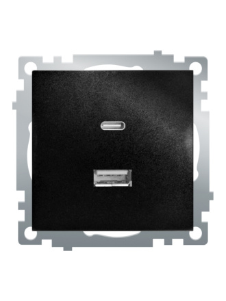 Розетка 2-местная USB + type C Stekker Катрин GLS10-7116-05 50055