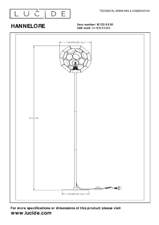 Торшер Lucide Hannelore 10723/01/30