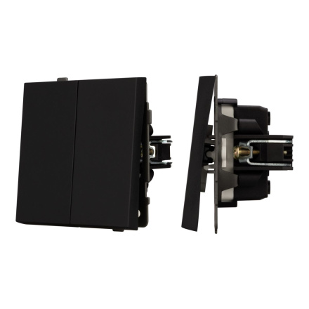 Механизм выключателя двухклавишный проходной Arlight SWT-TENDO-MKP2-SFPL-BK (230V, 10A) 054553