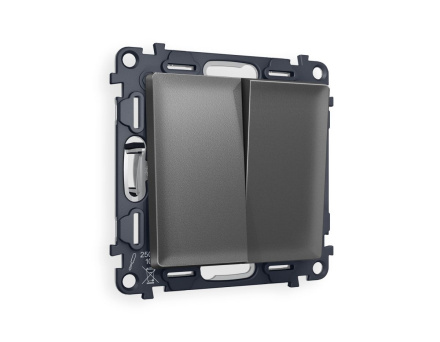 Комплект механизма 2-клавишного перекрестного выключателя 10A-250V Alfa Антрацит серый Quant Ambrella Volt MA653030 (AP6530, VM125)