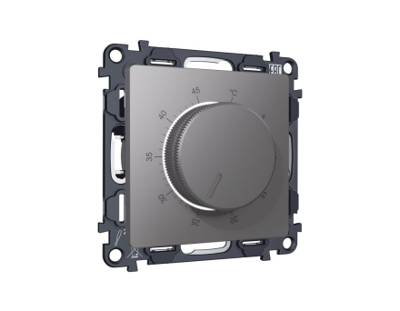 Комплект механизма терморегулятора с датчиком для теплого пола с подсветкой 16A-250V Alfa Антрацит серый Quant Ambrella Volt MA655710 (AP6557, VM1381)