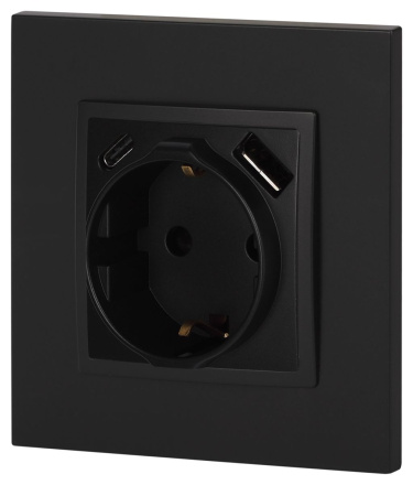Розетка со шторками с USB type-A+C Эра Elegance 14-4108-05 Б0067724