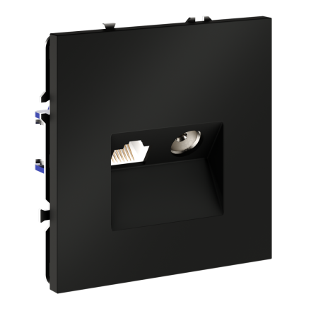 Розетка телевизионная встраиваемая Voltum S70 TV+RJ45 кат. 6, (черный матовый) VLS060708