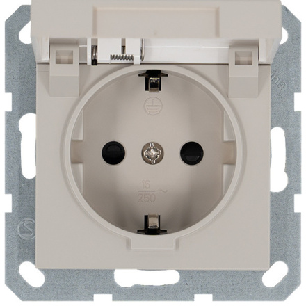 Розетка SHUKO с крышкой и защитными шторками 16A 250V 2P+T, цвет Тауп Jasmart G5505T