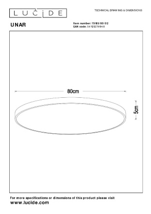 Потолочный светильник Lucide Unar 79185/80/02