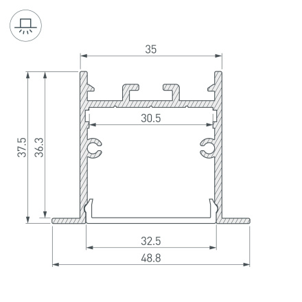 Алюминиевый профиль Arlight SL-LINIA49S-F-2000 ANOD BLACK 039389