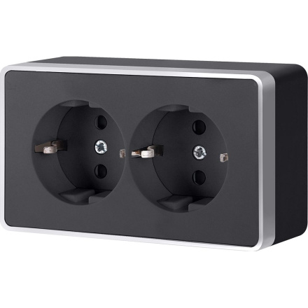 Розетка двойная с заземлением Werkel Gallant (черный с серебром) W5072134 4690389164699 a051154