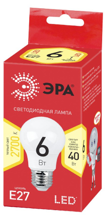 Лампа светодиодная Эра E27 6W 2700K ECO LED A55-6W-827-E27 Б0028008