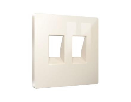 Лицевая панель Alfa (Бежевый глянец) для компьютерной/телефонной двойной розетки RJ-45/RJ-11 Quant Ambrella Volt AP3121